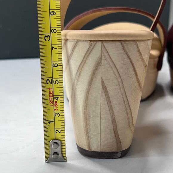 Nisolo Burgundy Leather Mules with Wooden Heel - Picture 6 of 13